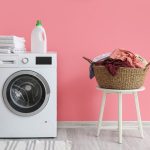 Lave-linge fond rose