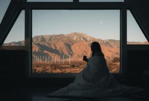 black labrador retriever sitting on rock