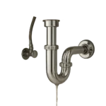 Illustration d’un siphon de lavabo propre et accessible sous une vasque moderne. L’image évoque le choix d’un modèle pratique pour limiter les bouchons et les mauvaises odeurs.