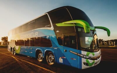 parked blue and black Compertur bus